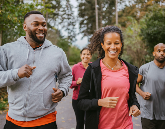 Joggers out for a run.