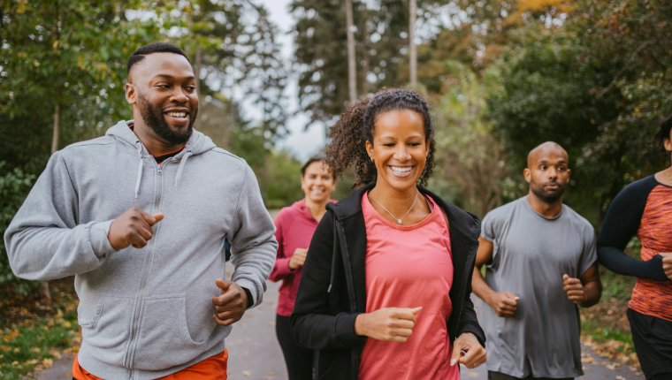 Joggers out for a run.